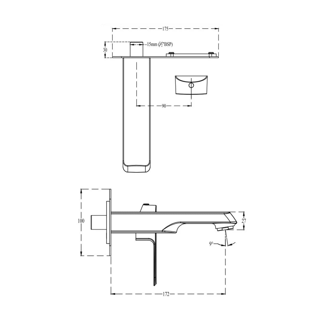 Cera Wall Mounted Basin Mixer Chelsea F1016473RG - Rose Gold
