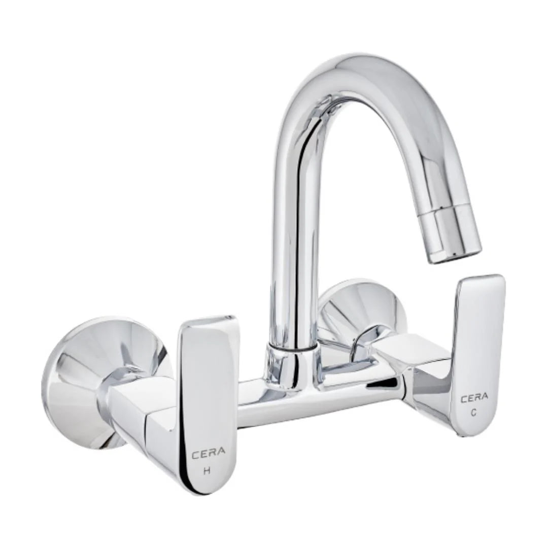 Cera Wall Mounted Regular Kitchen Sink Mixer Chelsea F1016501 with Swinging Spout in Chrome Finish