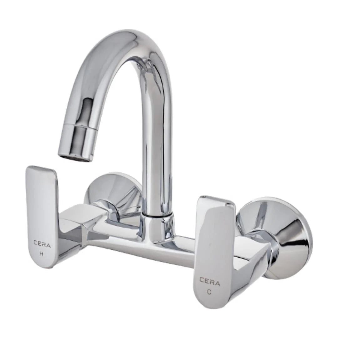 Cera Wall Mounted Regular Kitchen Sink Mixer Chelsea F1016501 with Swinging Spout in Chrome Finish