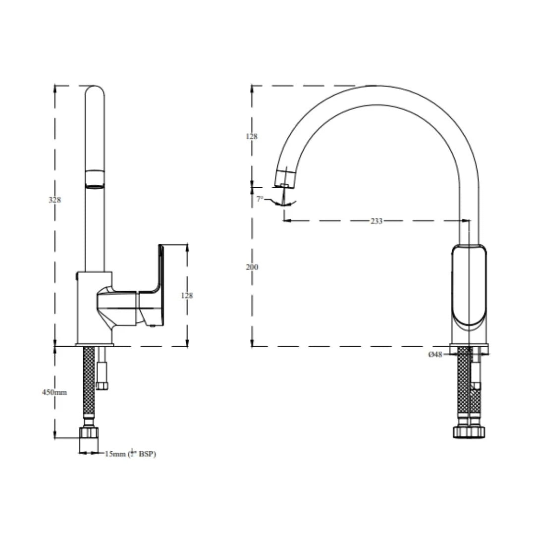 Cera Table Mounted Regular Kitchen Sink Mixer Chelsea F1016551 with Swinging Spout in Chrome Finish
