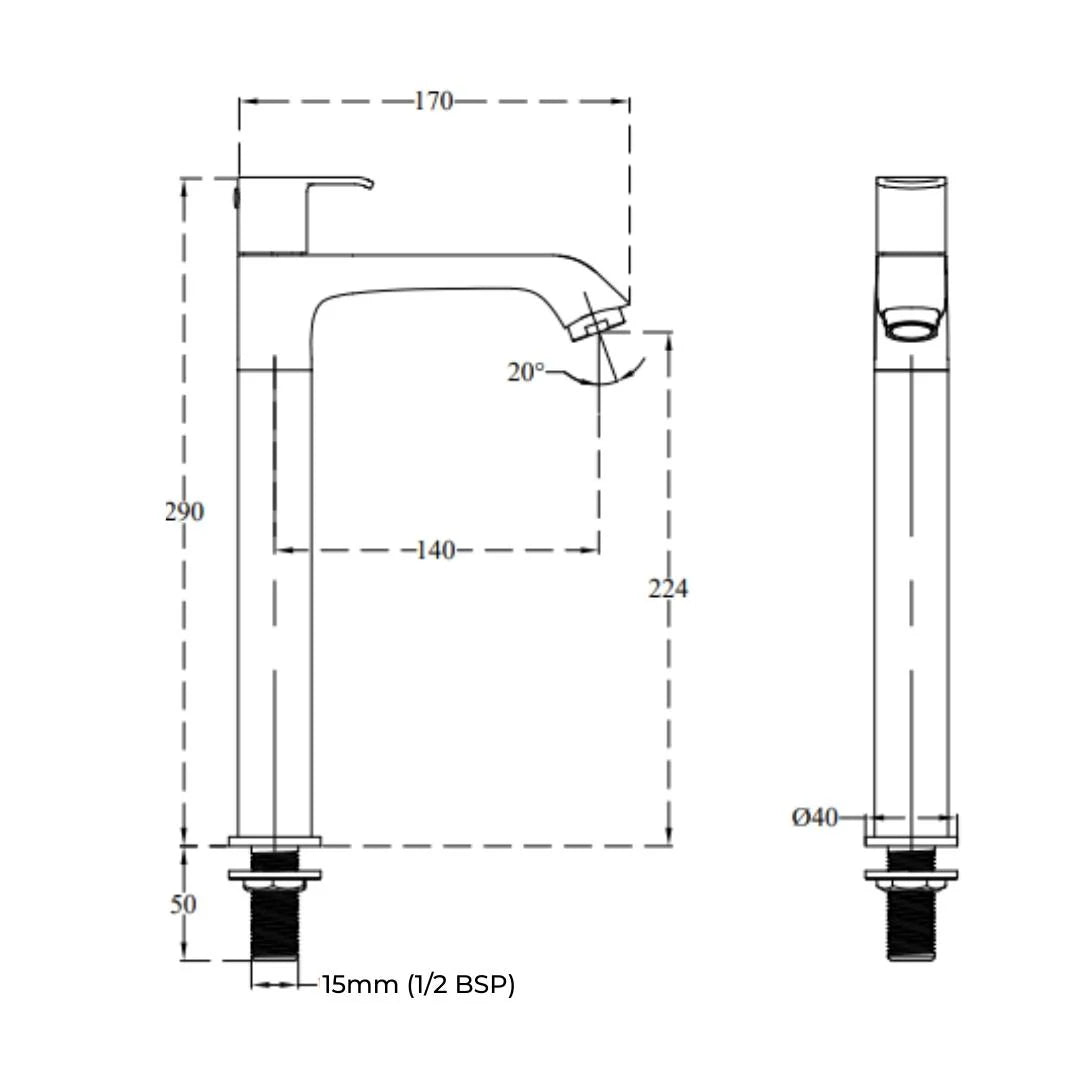 Cera Table Mounted Tall Boy Basin Tap Chromo F1019102 - Chrome