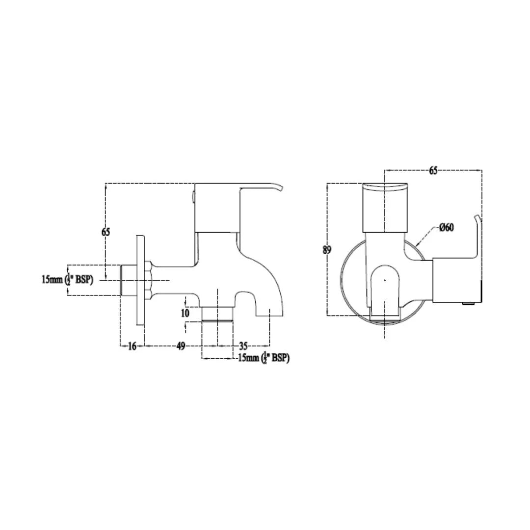 Cera WC Area 2 Way Bib Tap Chromo F1019161 - Chrome