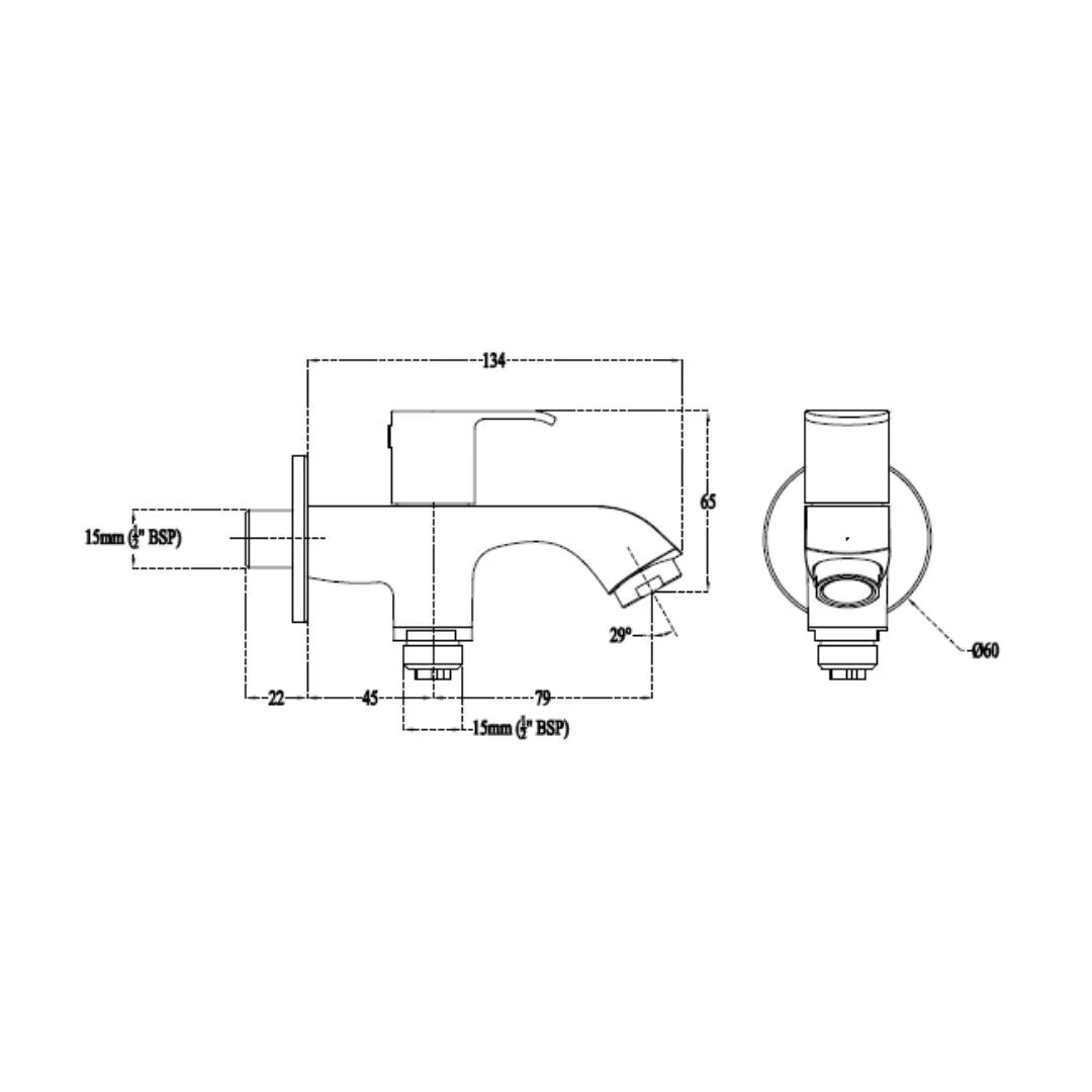 Cera WC Area 2 Way Bib Tap Chromo F1019163 - Chrome