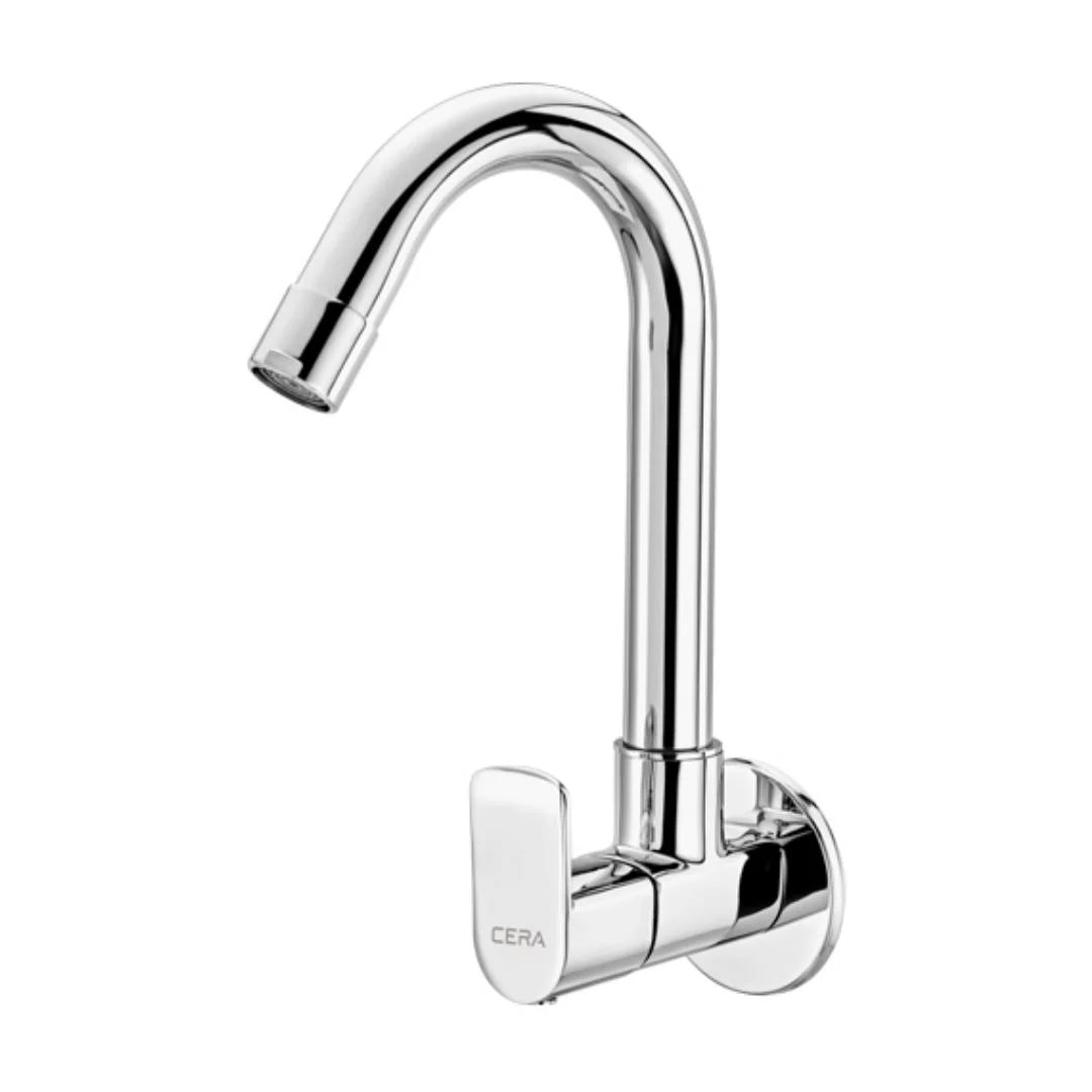 Cera Wall Mounted Regular Kitchen Sink Tap Chromo F1019251 with Swinging Spout in Chrome Finish