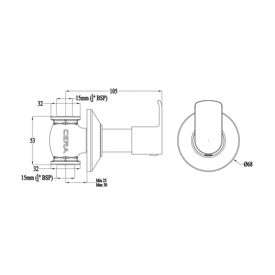Cera Basin Area Stop Valve Chromo F1019361 15 MM - Chrome