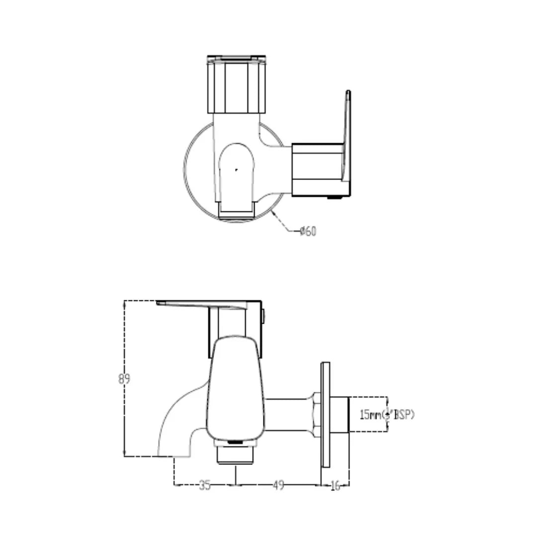 Cera WC Area 2 Way Bib Tap Vine F1020161 - Chrome