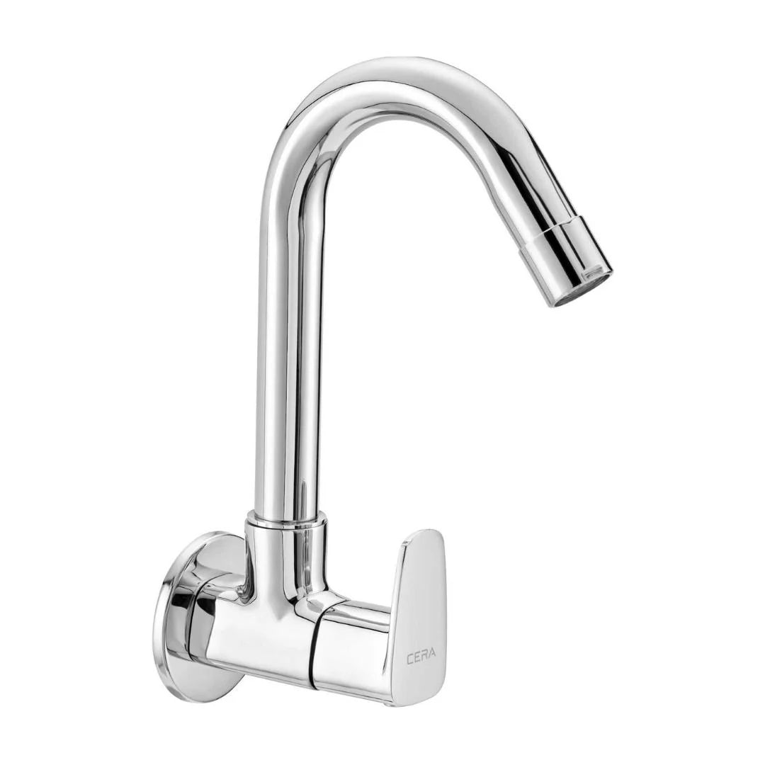 Cera Wall Mounted Regular Kitchen Sink Tap Vine F1020251 with Swinging Spout in Chrome Finish