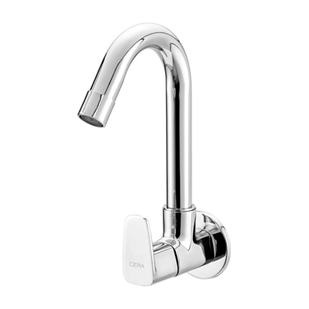 Cera Wall Mounted Regular Kitchen Sink Tap Vine F1020251 with Swinging Spout in Chrome Finish