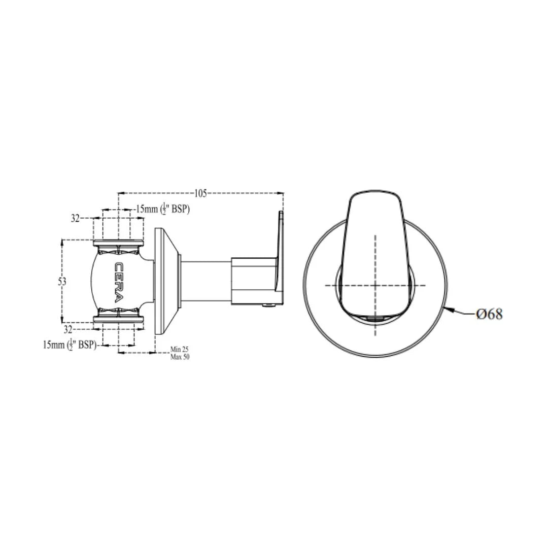 Cera Basin Area Stop Valve Vine F1020361 15 MM - Chrome