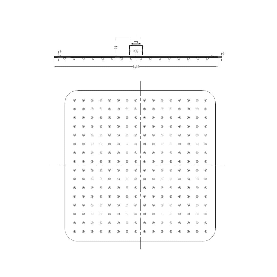 Hindware Single Flow Overhead Shower Geometric Collection F160064 - Stainless Steel