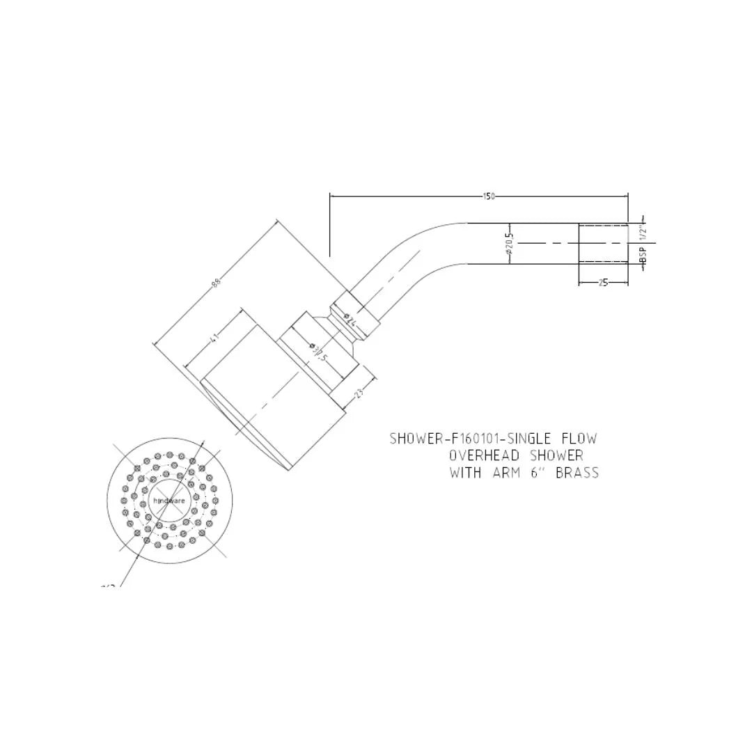 Hindware Single Flow Overhead Shower Neo Classic Collection F160101 - Chrome