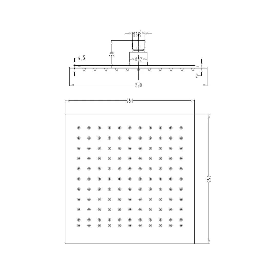 Hindware Single Flow Overhead Shower Geometric Collection F160105 - Stainless Steel