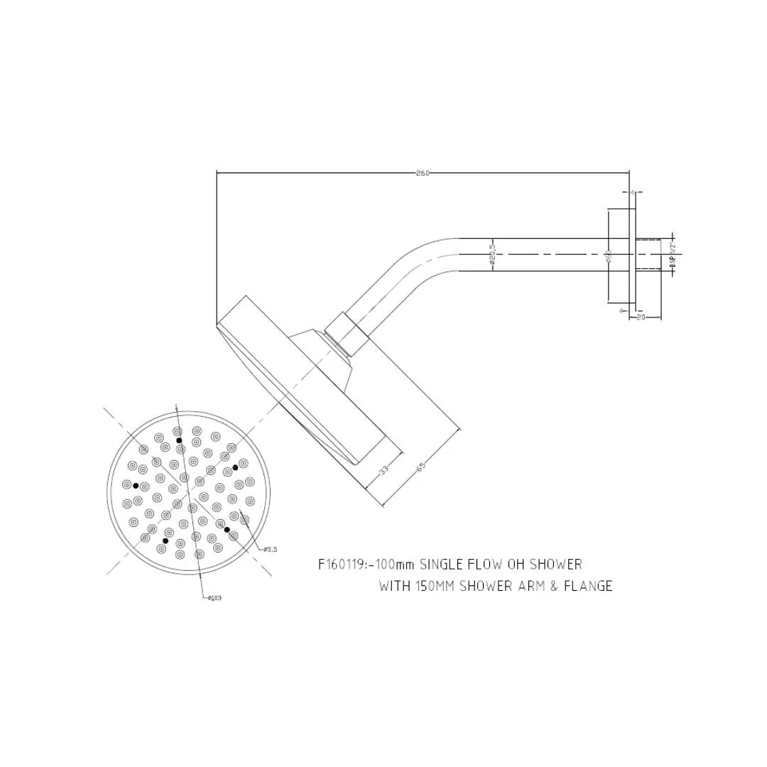 Hindware Single Flow Overhead Shower Neo Classic Collection F160119 - Chrome