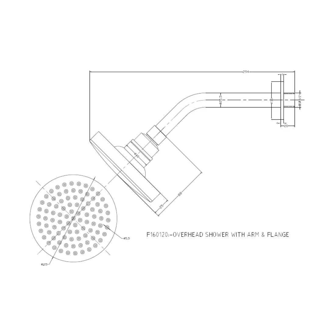 Hindware Single Flow Overhead Shower Neo Classic Collection F160120 - Chrome