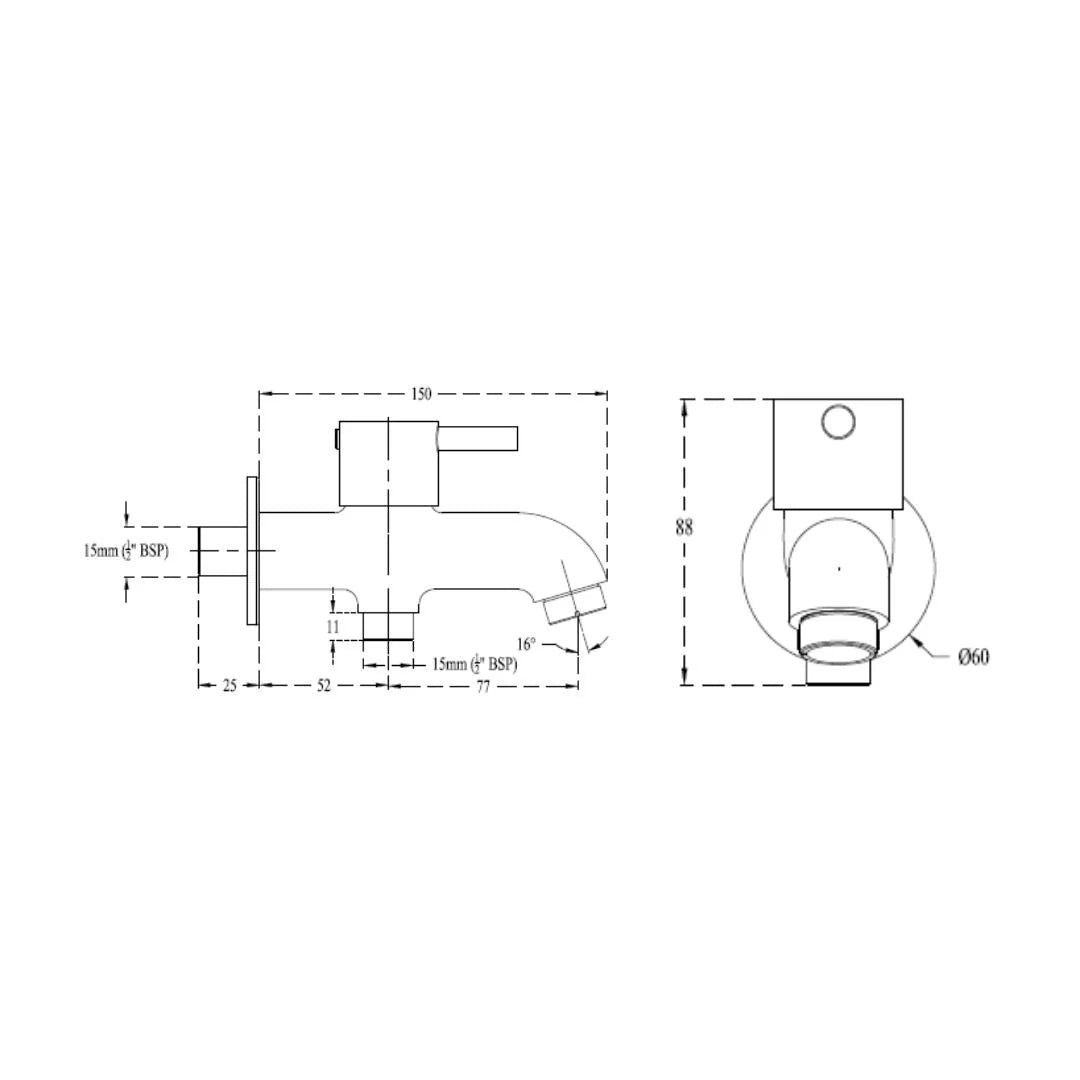 Cera WC Area 2 Way Bib Tap Fountain F2013163 - Chrome