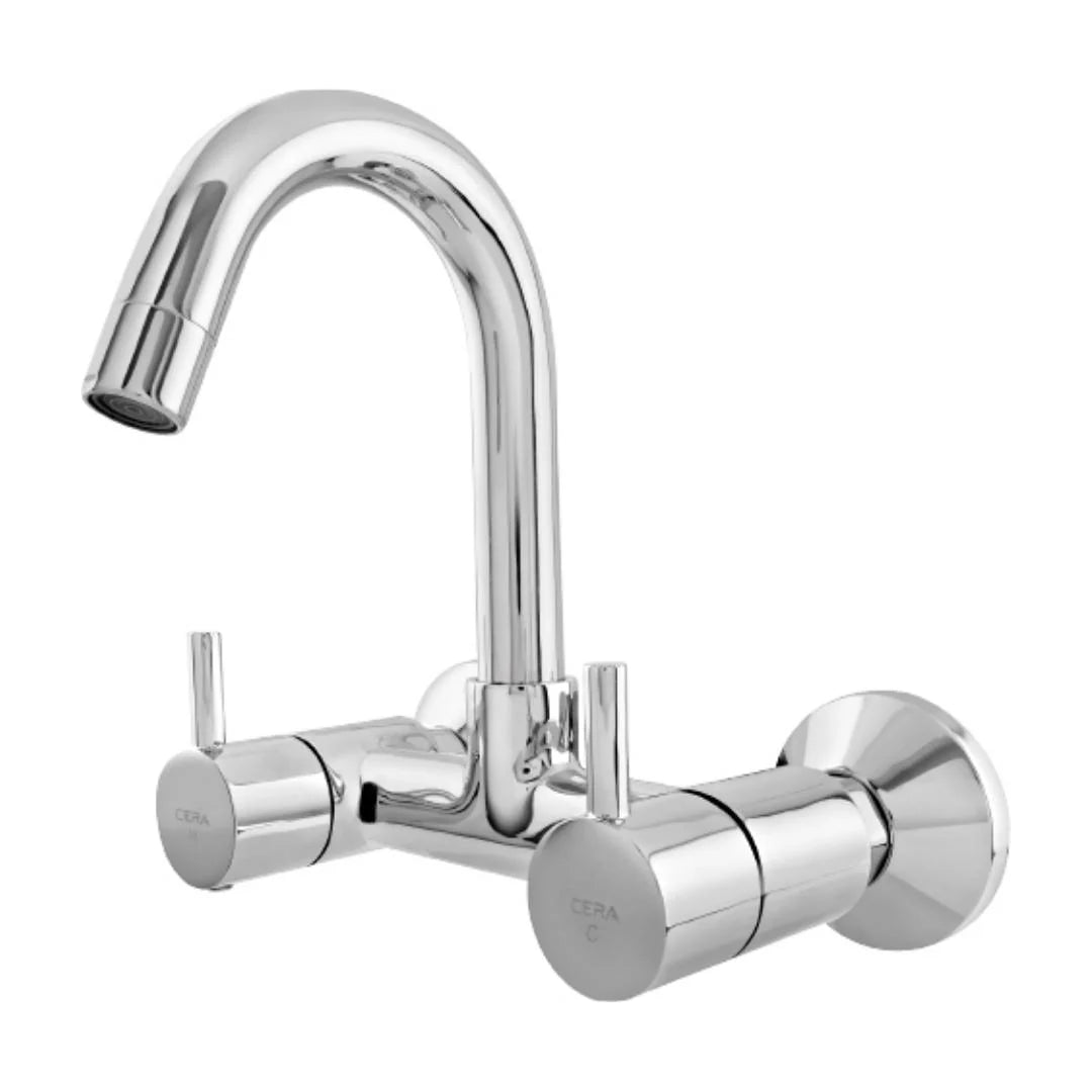 Cera Wall Mounted Regular Kitchen Sink Mixer Fountain F2013501 with Swinging Spout in Chrome Finish