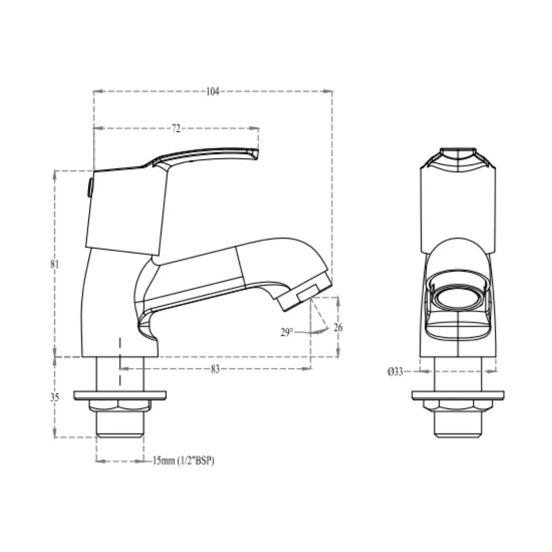 Cera Table Mounted Regular Basin Tap Vivana F2014101 - Chrome