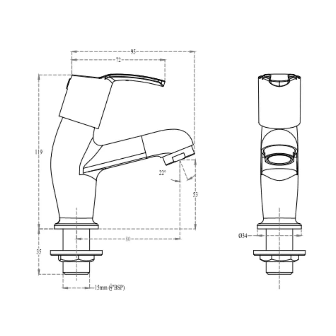 Cera Table Mounted Regular Basin Tap Vivana F2014103 - Chrome