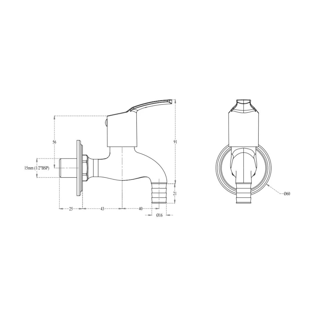Cera WC Area Bib Tap Vivana F2014153 - Chrome
