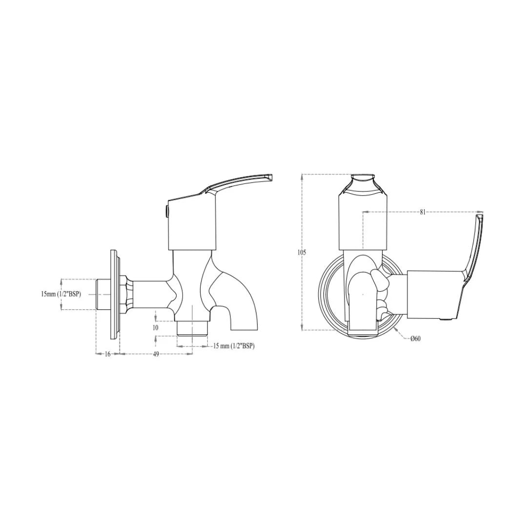 Cera WC Area 2 Way Bib Tap Vivana F2014161 - Chrome