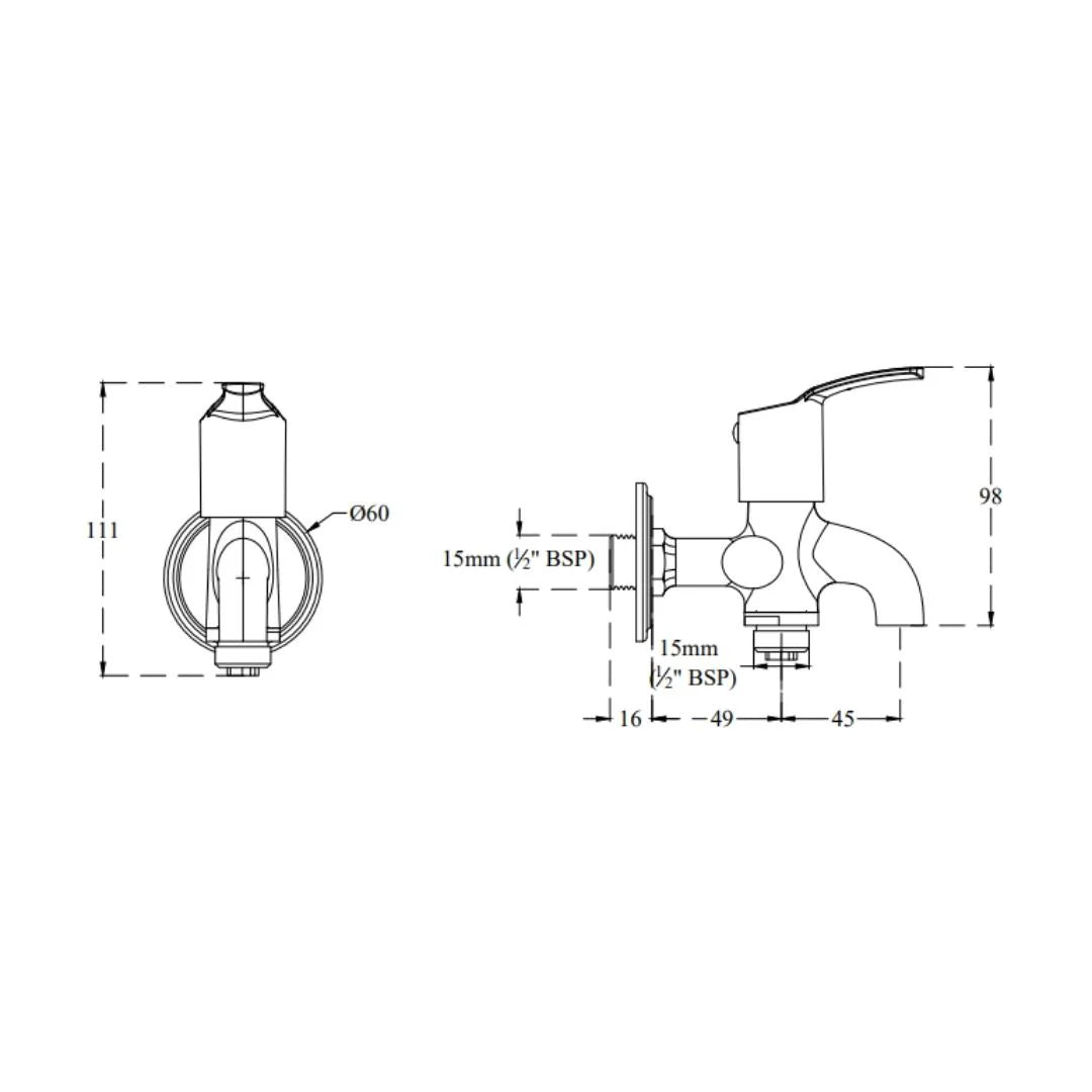 Cera WC Area 2 Way Bib Tap Vivana F2014163 - Chrome
