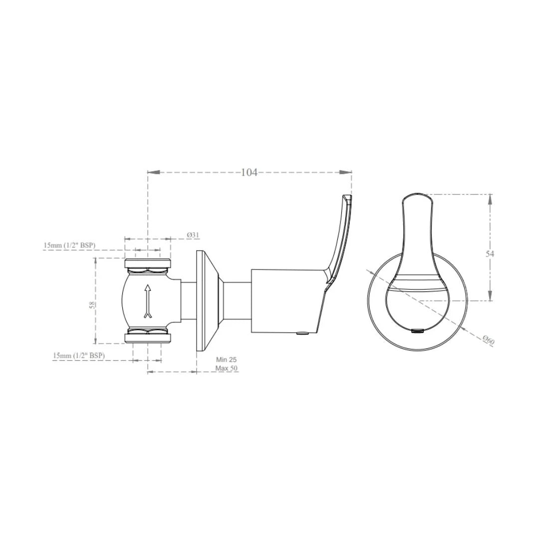 Cera Basin Area Stop Valve Vivana F2014361 15 MM - Chrome