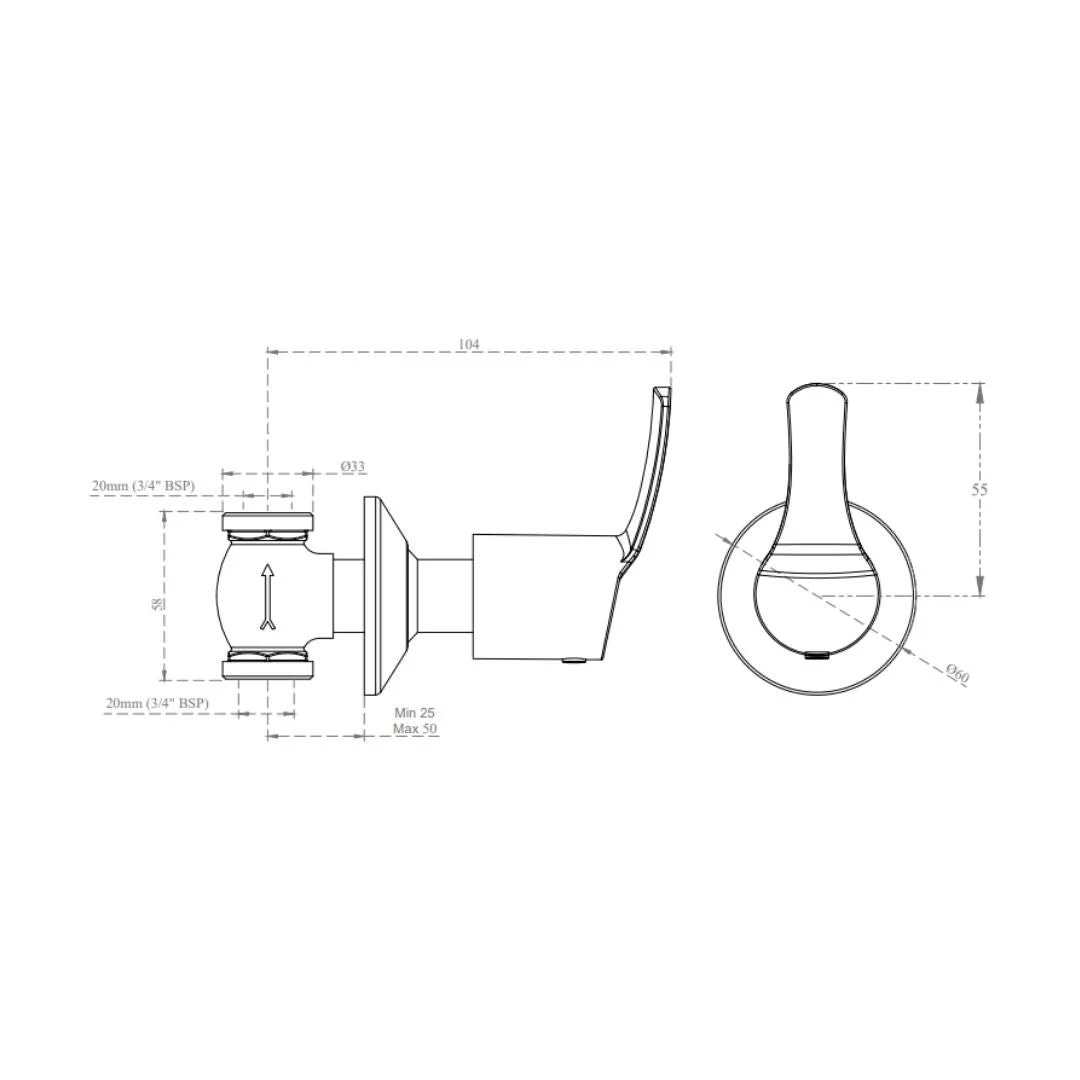 Cera Basin Area Stop Valve Vivana F2014362 20 MM - Chrome