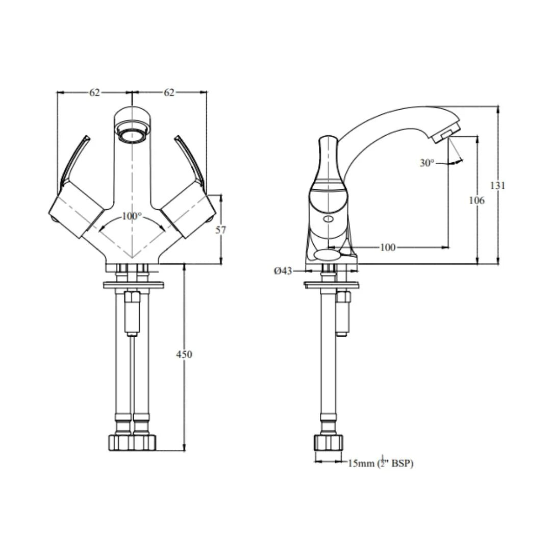 Cera Table Mounted Regular Basin Mixer Vivana F2014461 - Chrome