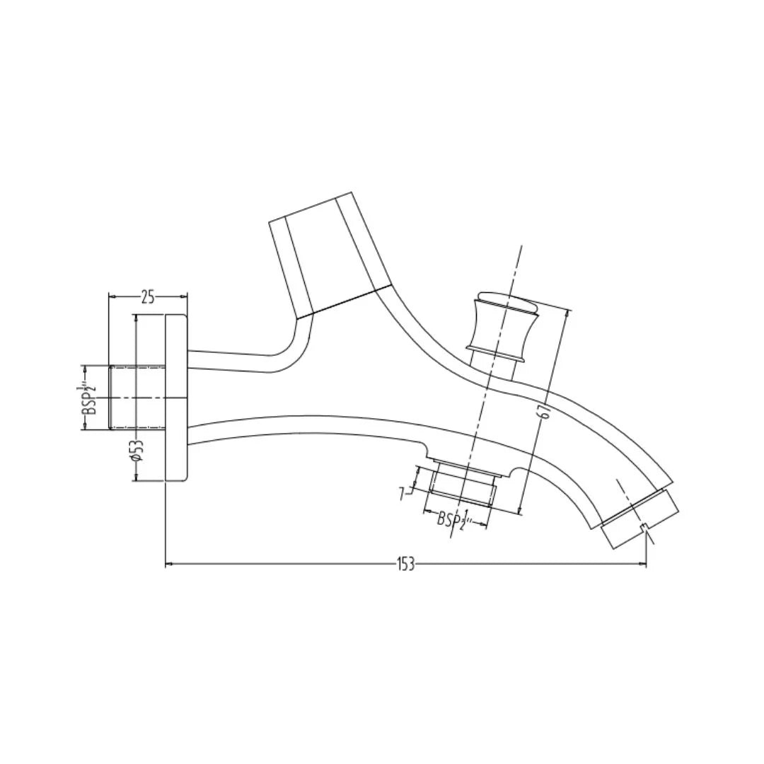 Hindware WC Area 2 Way Bib Tap Armada F260003 - Chrome