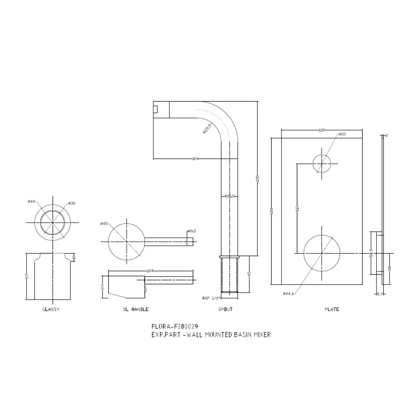 Hindware Wall Mounted Basin Mixer Flora F280029 - Chrome
