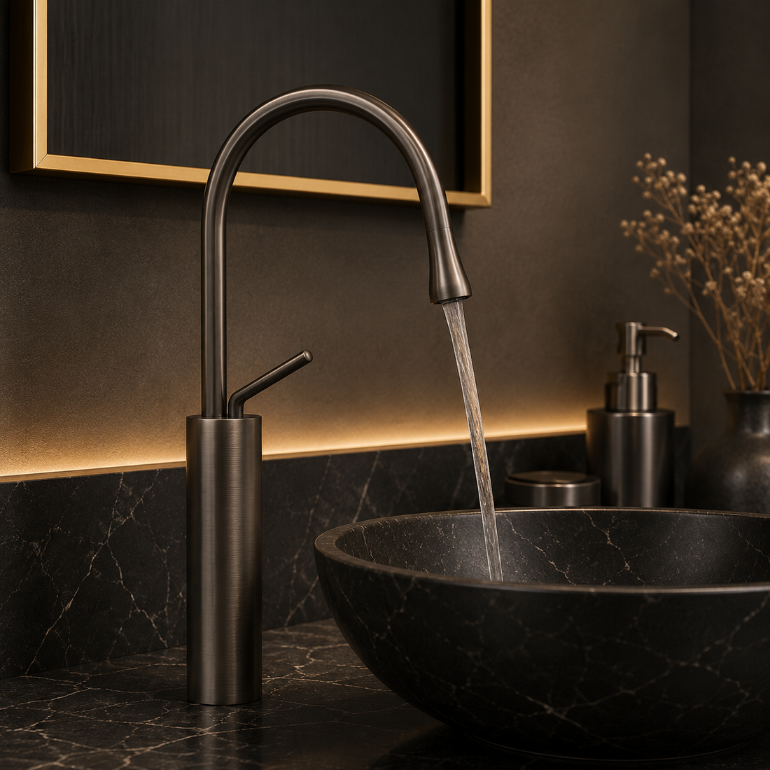 SCUBA SINGLE LEVER BASIN MIXER WITH WATERFALL FAUCET SC-966 ORG -ANTIQUE COPPER