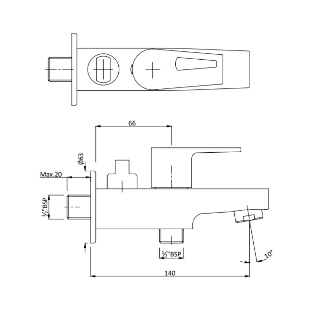 Hindware WC Area 2 Way Bib Tap Amazon F320005 - Chrome