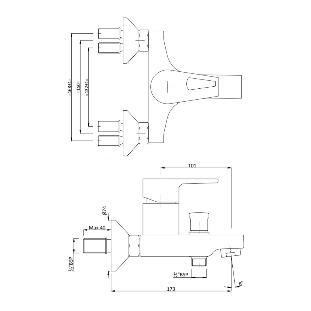 Hindware 2 Way Wall Mixer Amazon F320018 - Chrome Finish