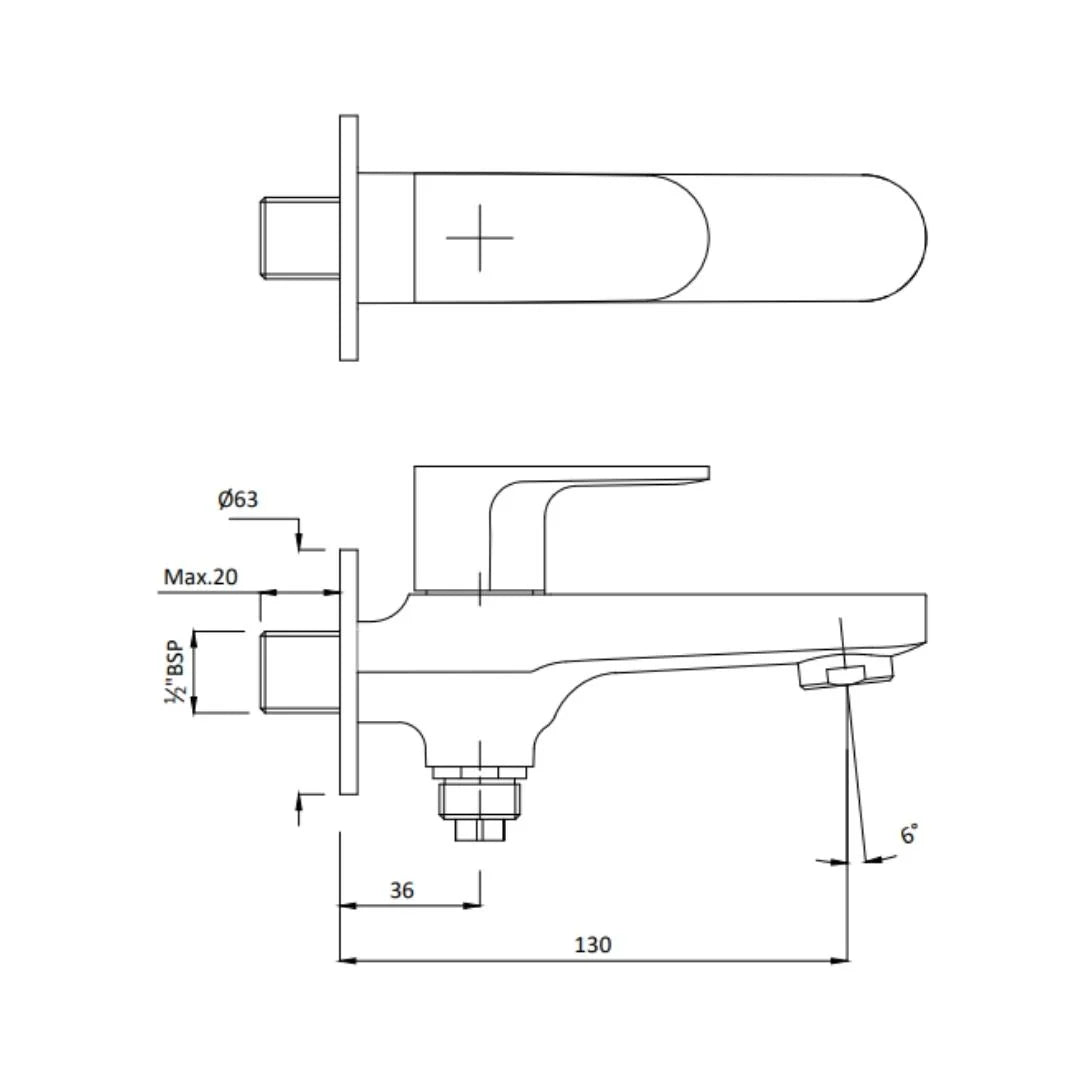 Hindware WC Area 2 Way Bib Tap Elegance F340005 - Chrome