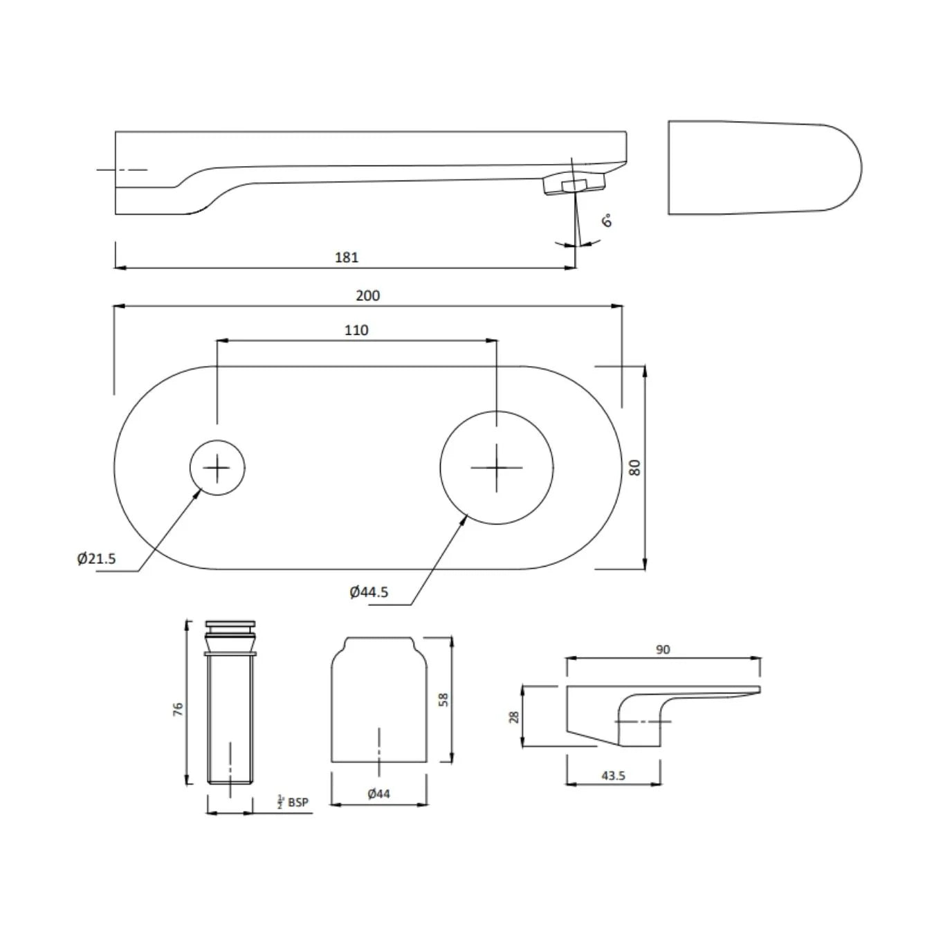Hindware Wall Mounted Basin Mixer Elegance F340013 - Chrome