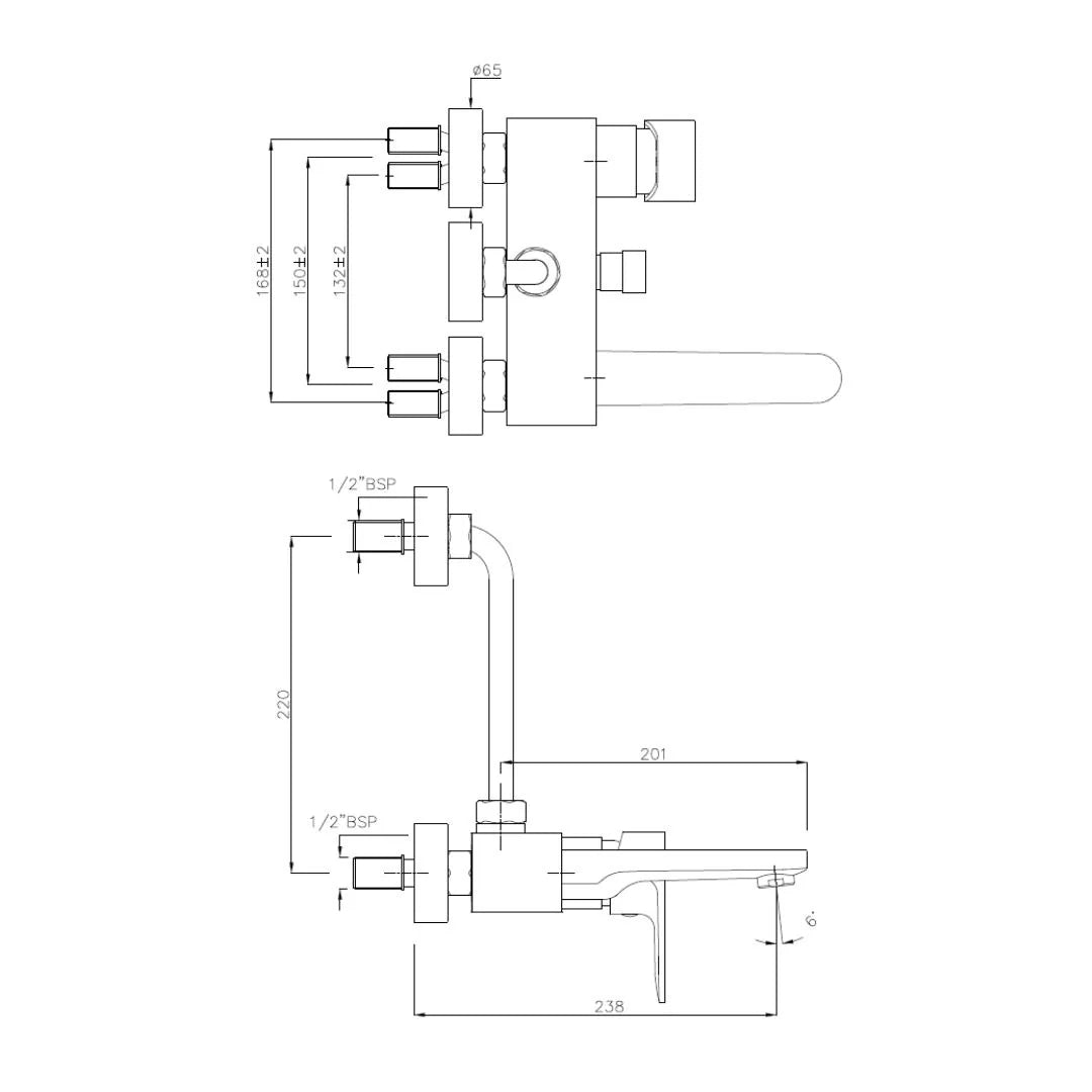 Hindware 2 Way Wall Mixer Elegance F340019 - Chrome Finish