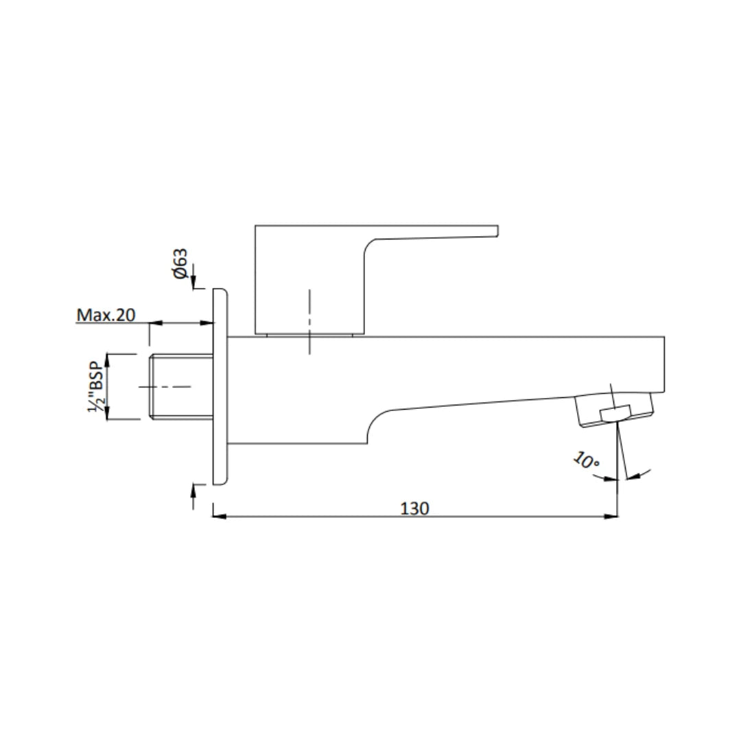 Hindware WC Area Bib Tap Element F360004GRT - Black Chrome