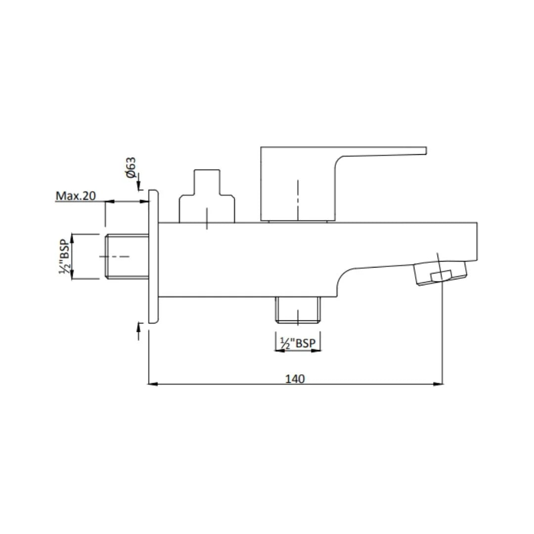 Hindware WC Area 2 Way Bib Tap Element F360005 - Chrome