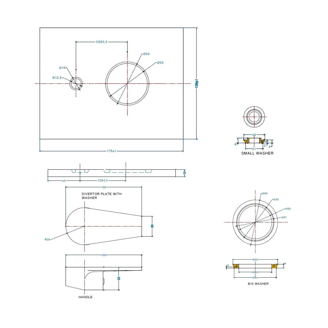 Hindware 2 Way Diverter Element F360014 - Chrome Finish
