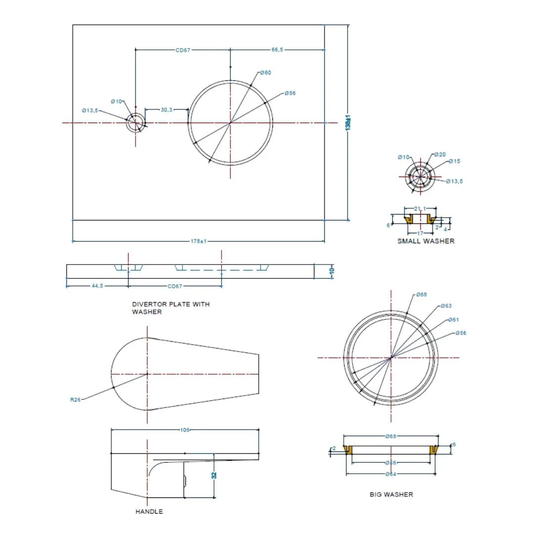 Hindware 2 Way Diverter Element F360015 - Chrome Finish