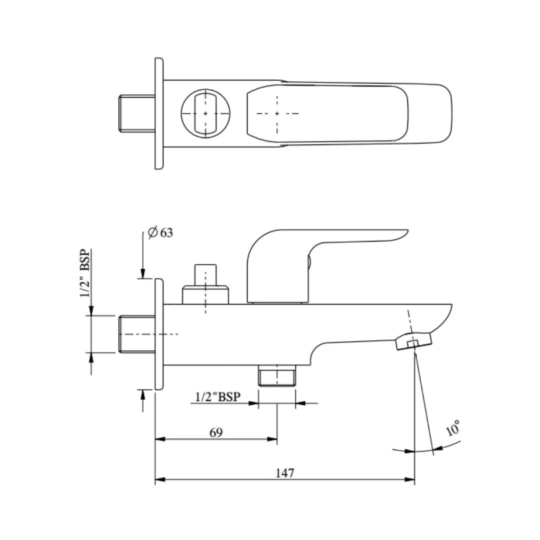 Hindware WC Area 2 Way Bib Tap Fluid F400003 - Chrome