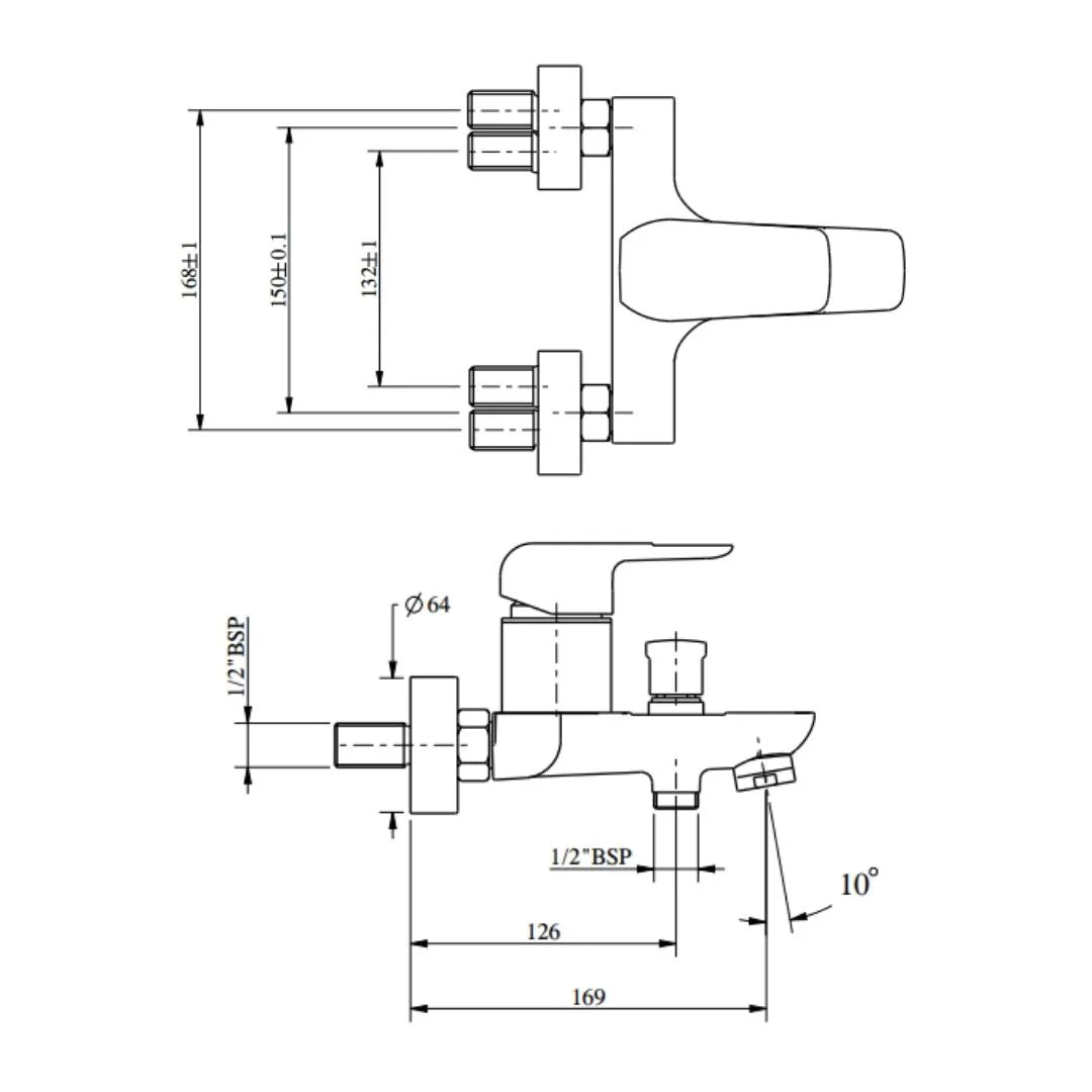 Hindware 2 Way Wall Mixer Fluid F400011 - Chrome Finish