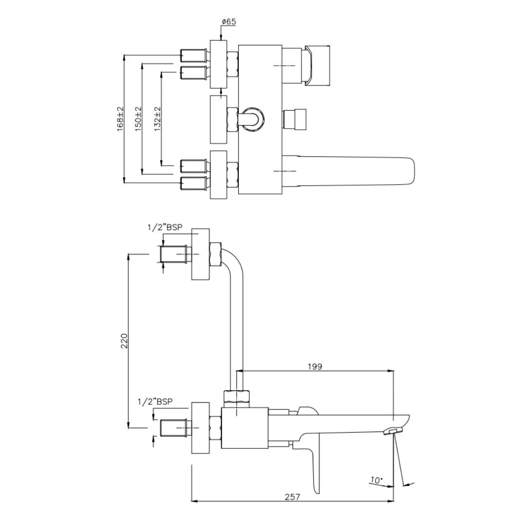 Hindware 2 Way Wall Mixer Fluid F400019 - Chrome Finish