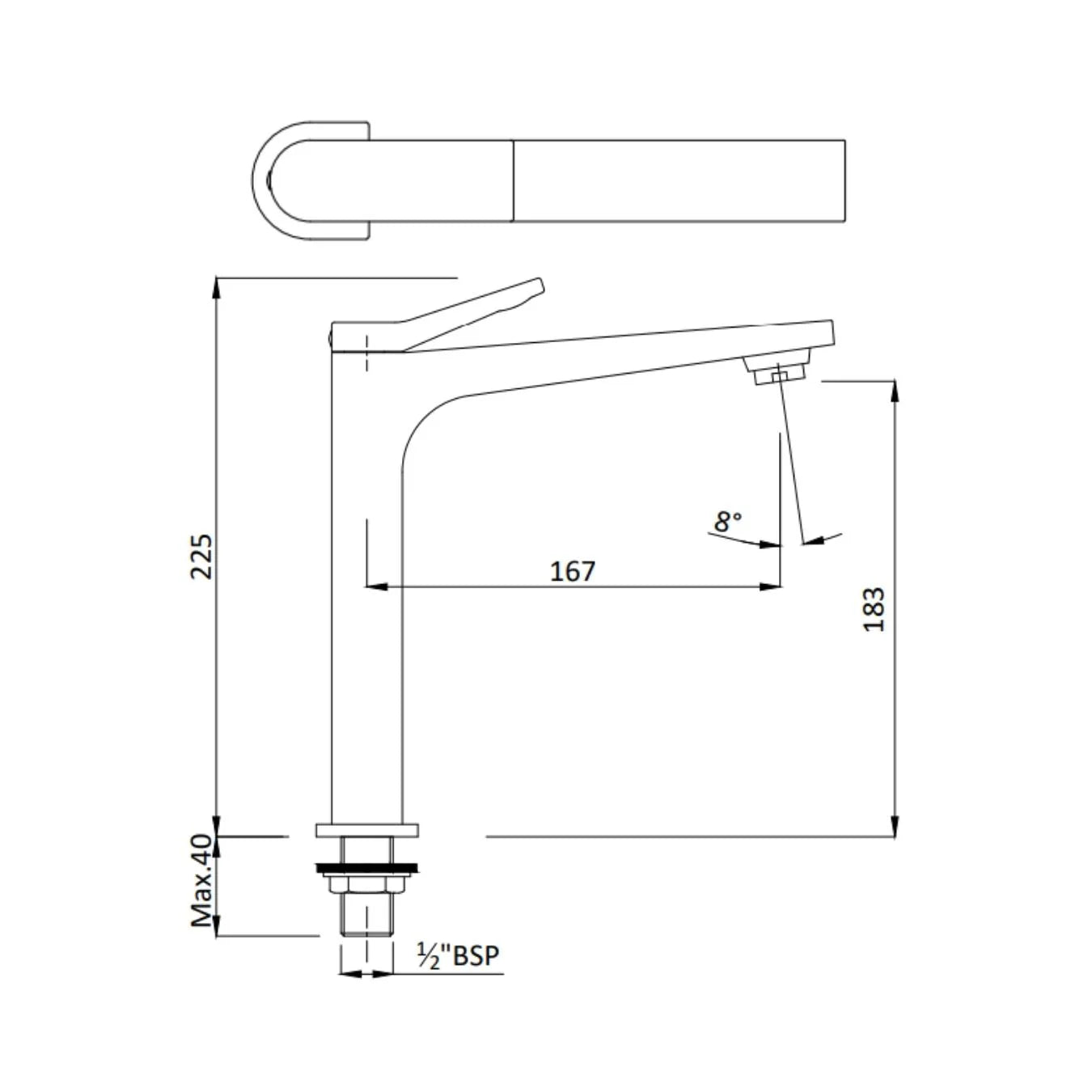 Hindware Table Mounted Tall Boy Basin Tap Edge F410002 - Chrome