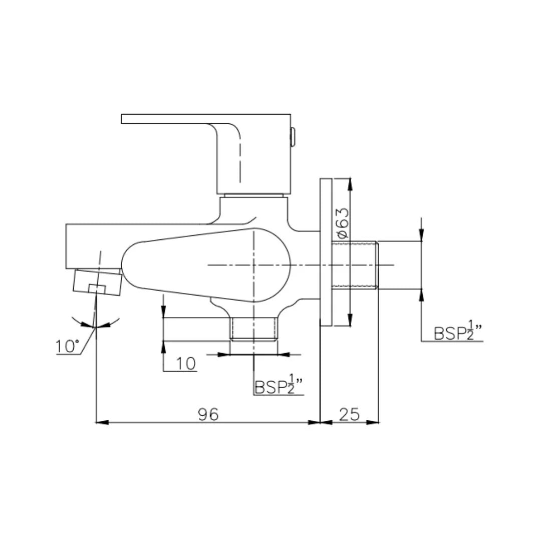 Hindware WC Area 2 Way Bib Tap Cora F440004 - Chrome