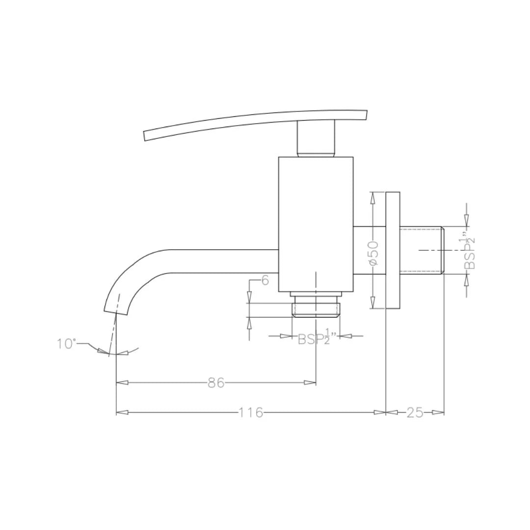 Hindware WC Area 2 Way Bib Tap Monroe F460004 - Chrome