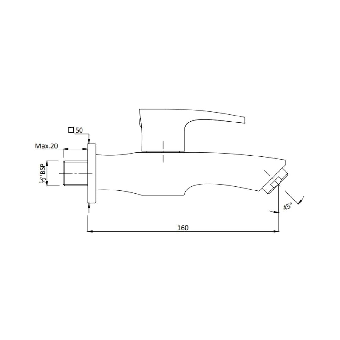 Hindware WC Area Bib Tap Avior F520004 - Chrome
