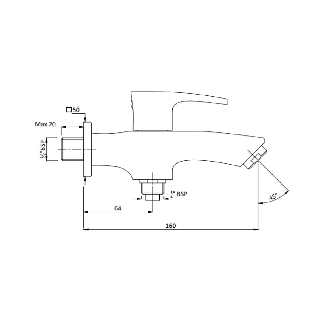 Hindware WC Area 2 Way Bib Tap Avior F520005 - Chrome