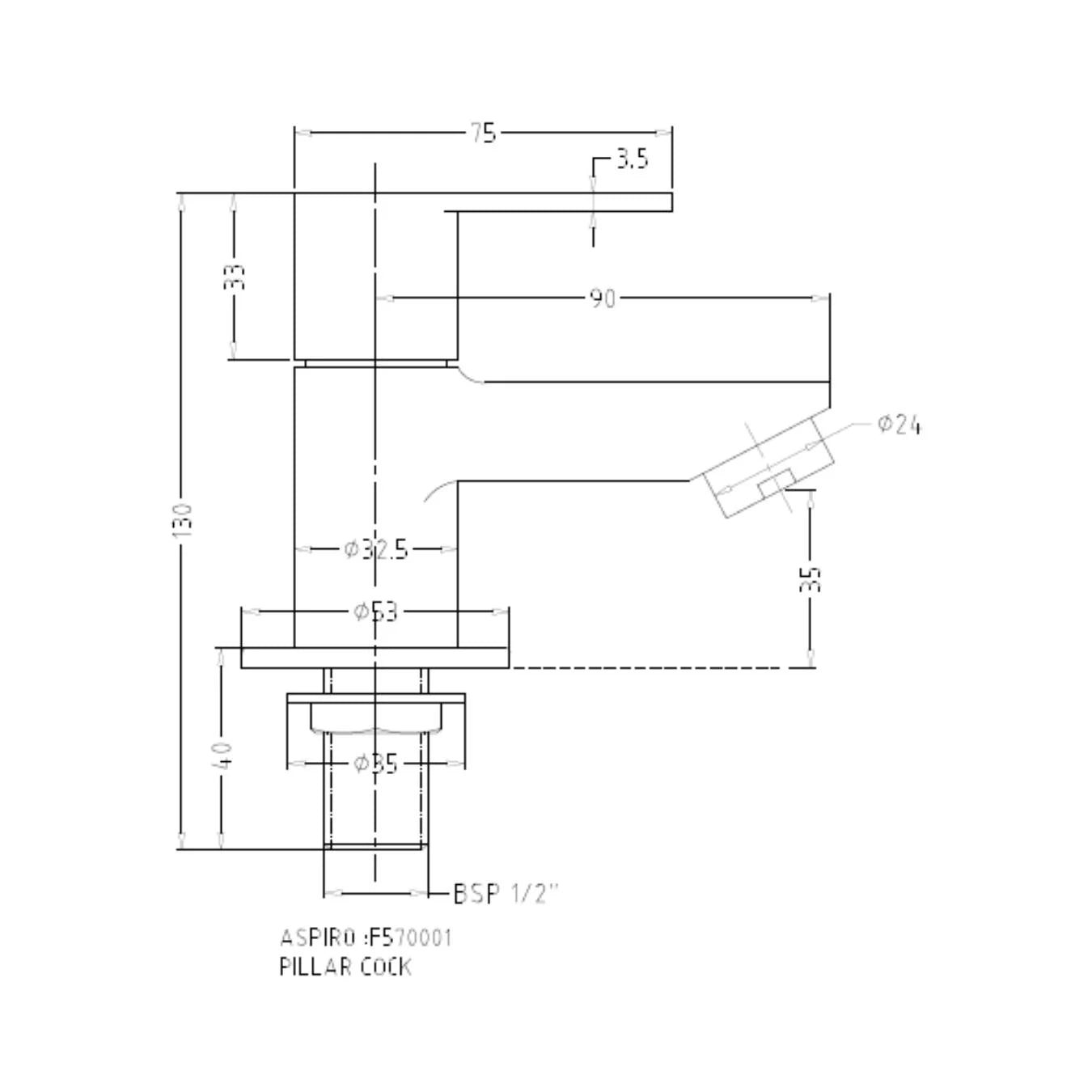Hindware Table Mounted Regular Basin Tap Aspiro F570001 - Chrome