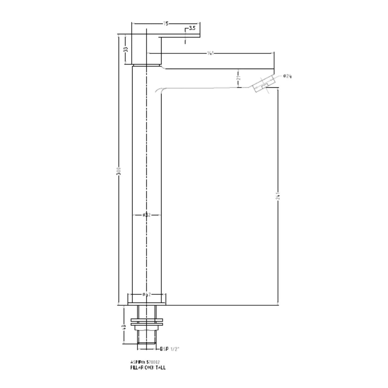Hindware Table Mounted Tall Boy Basin Tap Aspiro F570002 - Chrome